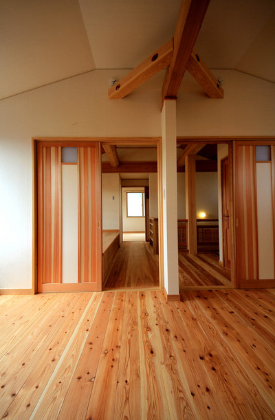 子ども部屋は1ルーム2ドアスタイル。将来、個室が必要になれば、壁をつくったり家具で仕切ったりして2部屋にできます。家族の生活スタイルの変化に応じて、間取りをアレンジできるよう、永いスパンで快適に暮らせるよう考えられています。 子ども部屋は1ルーム2ドアスタイル。将来、個室が必要になれば、壁をつくったり家具で仕切ったりして2部屋にできます。家族の生活スタイルの変化に応じて、間取りをアレンジできるよう、永いスパンで快適に暮らせるよう考えられています。