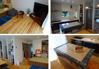 リビングに小上りの畳スペースをつくりました。畳の下は収納になっていますから便利です。 リビングに小上りの畳スペースをつくりました。畳の下は収納になっていますから便利です。