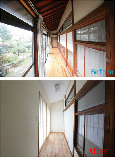 和室のしつらえは一部残し、柔らかい日の光を導く為、障子をプラス。