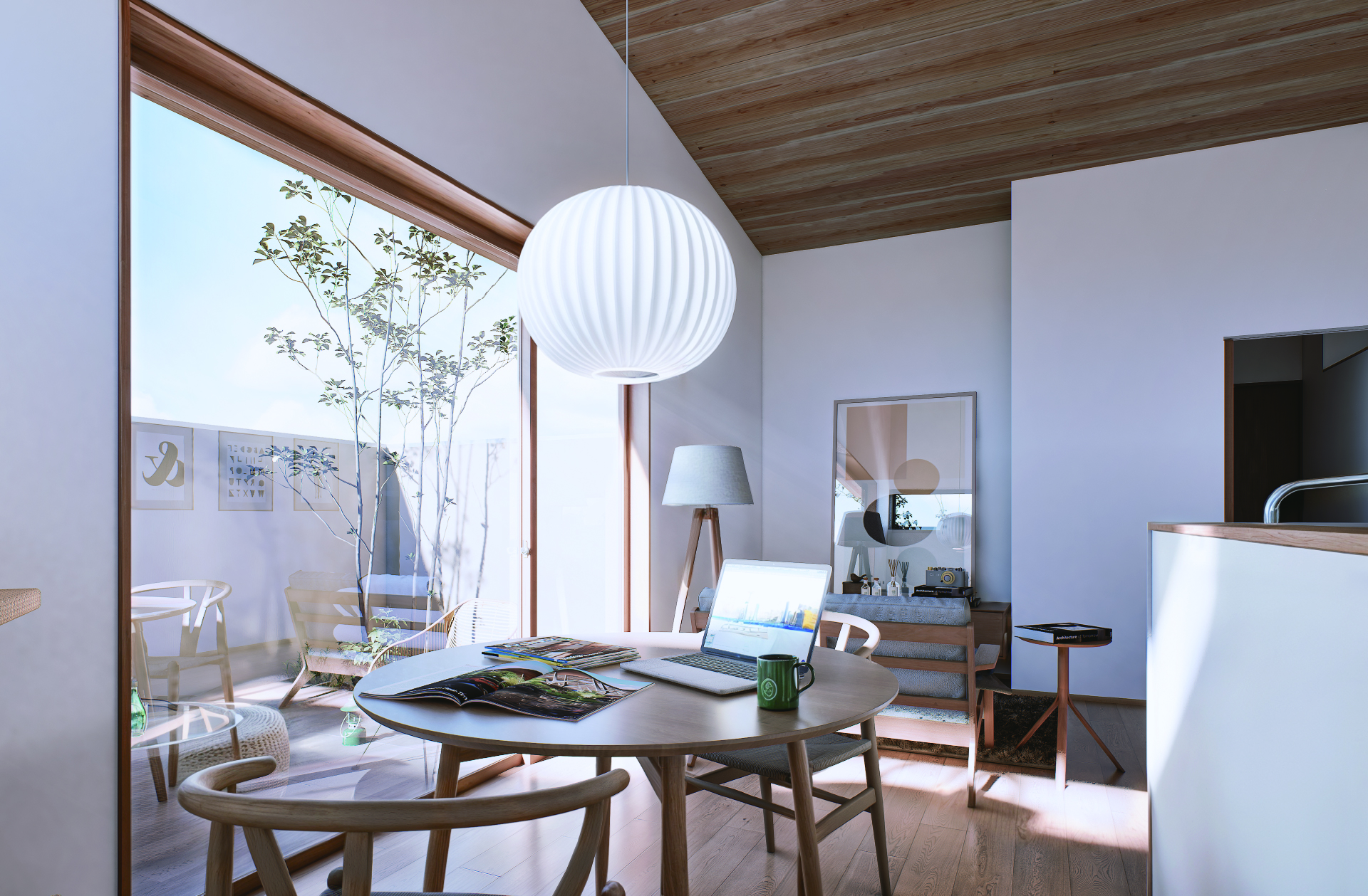 抜け感を重視、限られた空間を広く