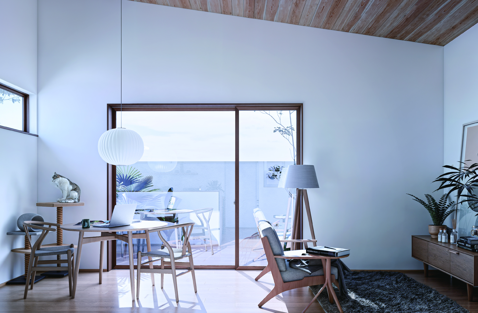 抜け感を重視、限られた空間を広く